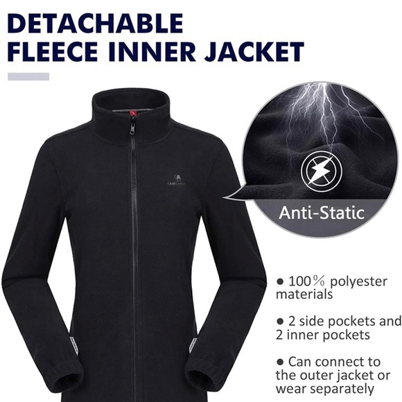 CAMEL CROWN Womens Waterproof Ski Jacket 3-in-1 Windbreaker - Picture 7 of 7